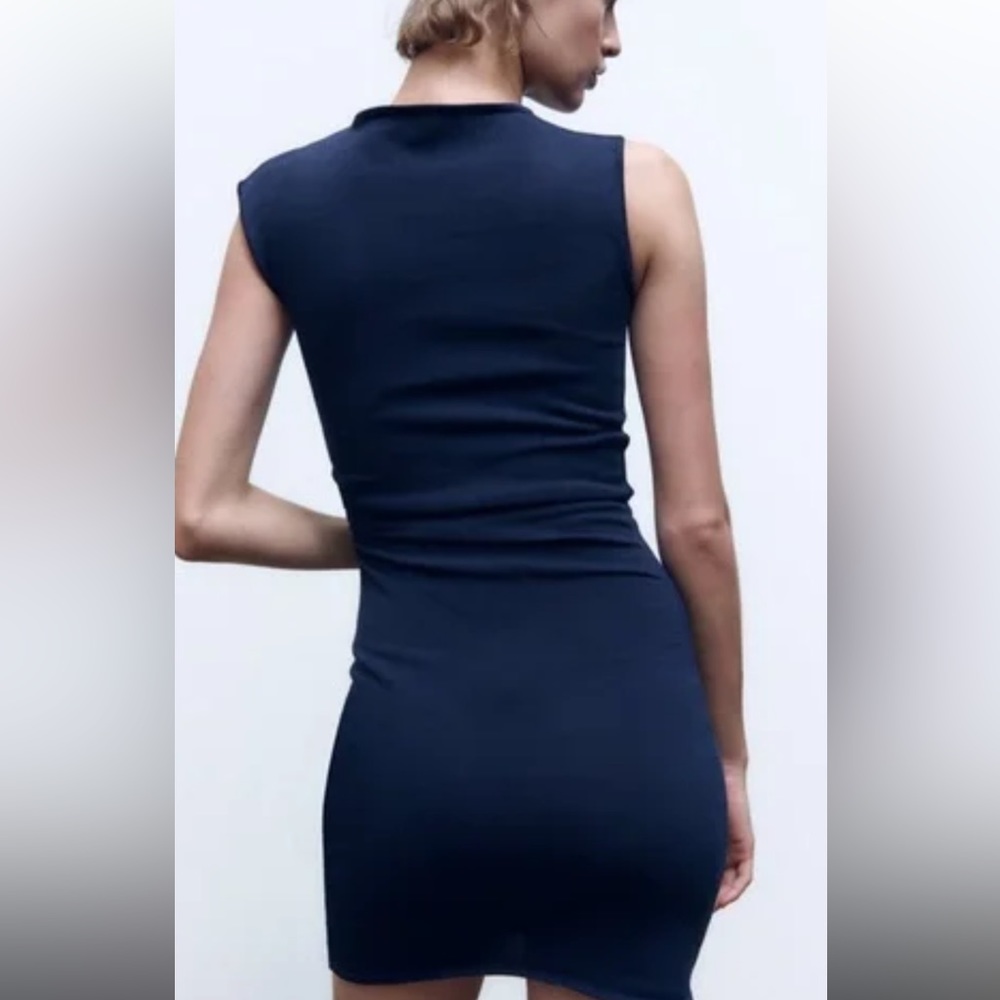 Navy blue Zara mini dress ruched medium